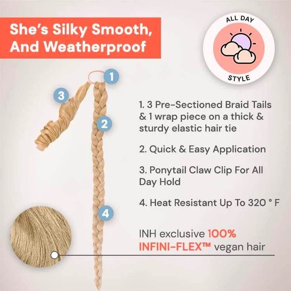 INH Lara Braid Ponytail Extension - champagne blonde - Picture 7 of 8